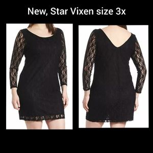 Star Vixen Women's Plus-Size 3/4 Sleeve V-Back Lace Dress size 3x